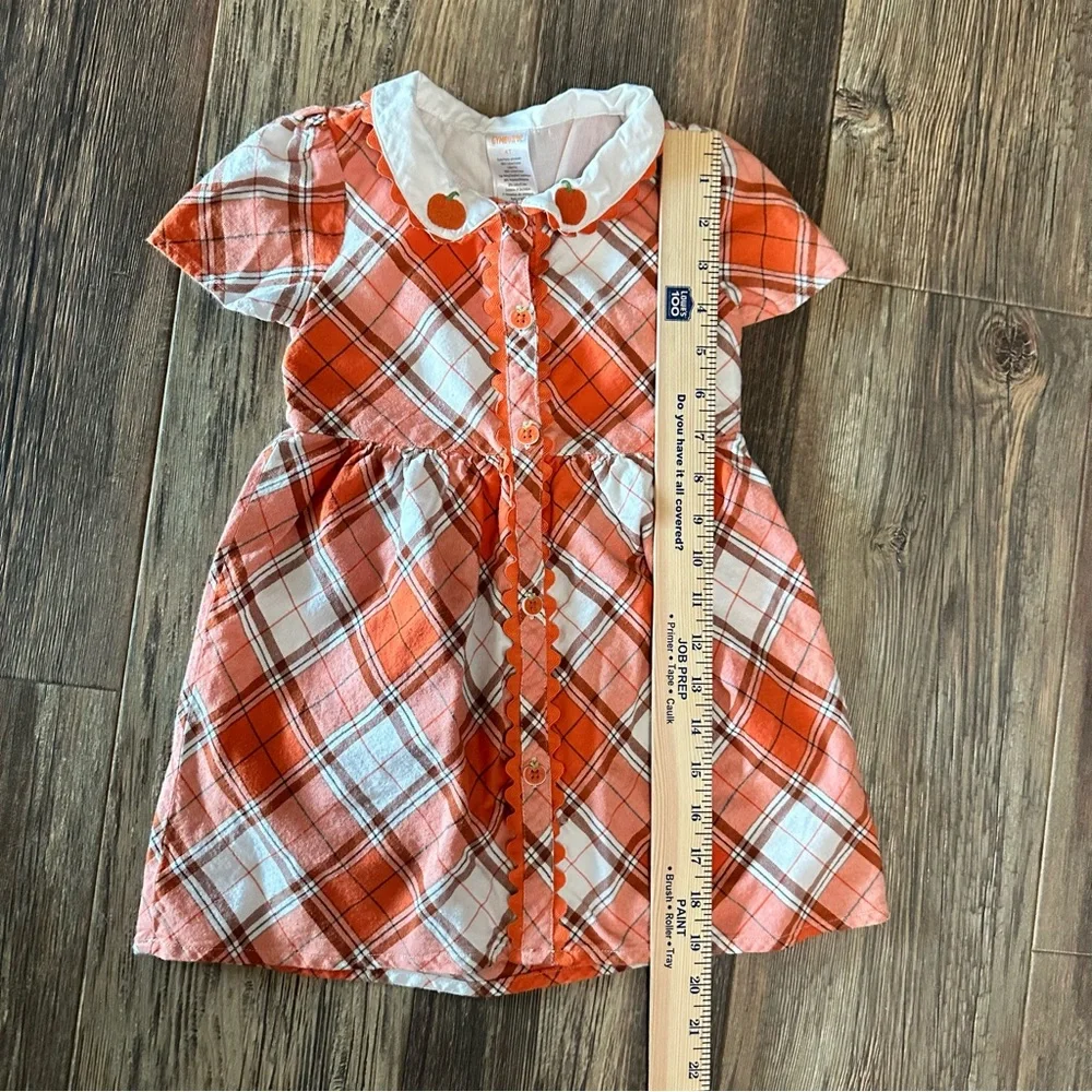 Gymboree fall pumpkin orange plaid dress girls 4T Thanksgiving